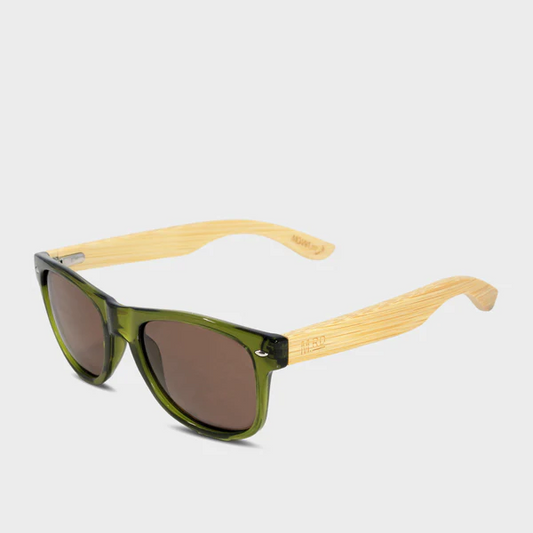 50/50 Olive Green & Wood Arms Sunglasses