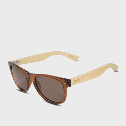 50/50 Clear Brown & Wood Arms Sunglasses