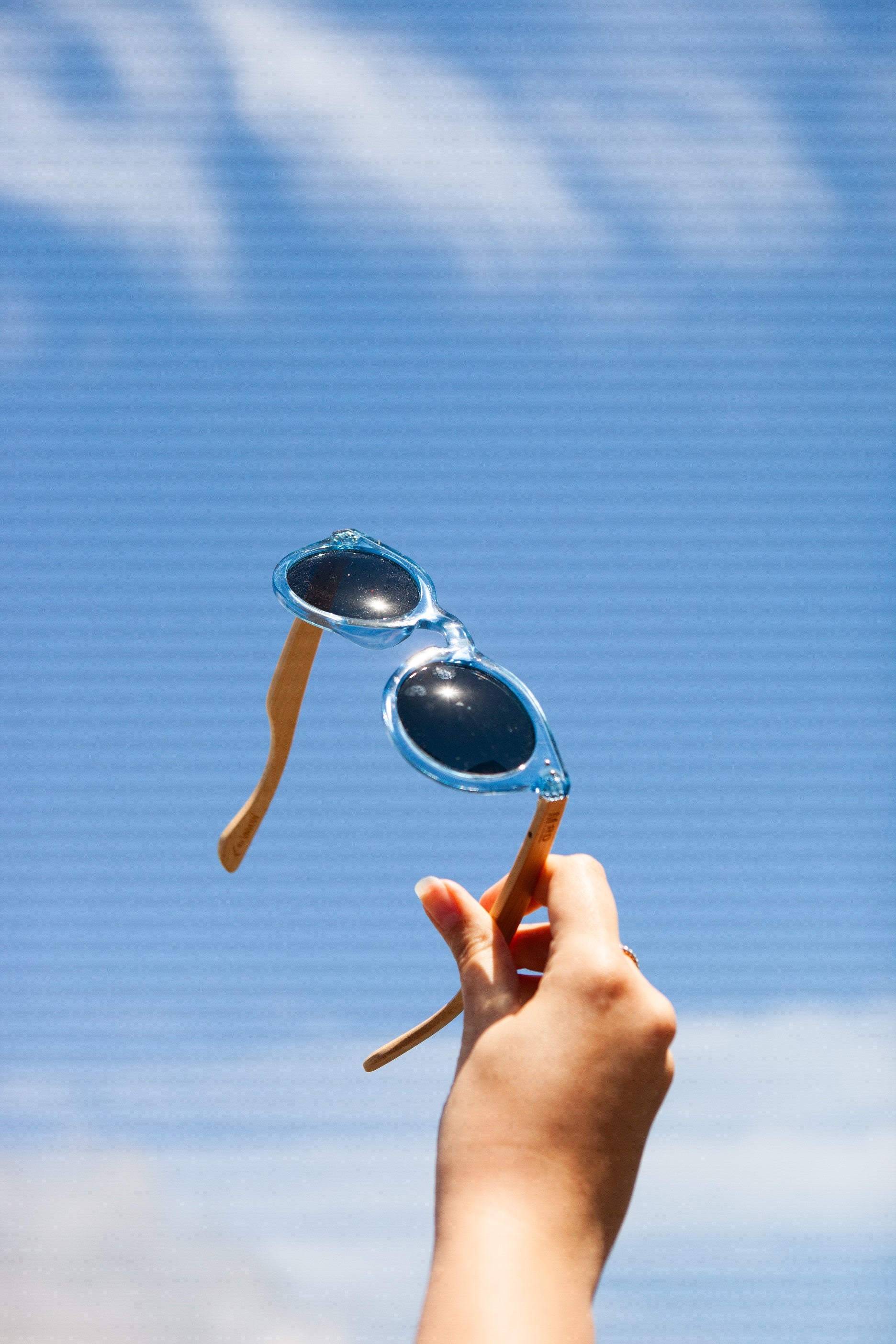Moana Road Grace Kelly Ice Blue & Wood Sunglasses