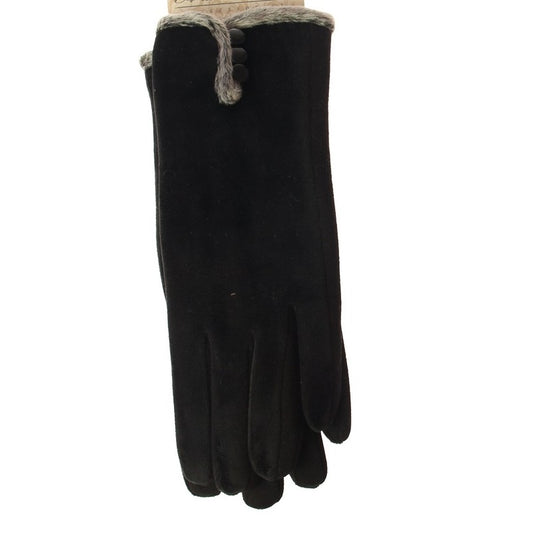 Velvet Gloves with Fur Trim
