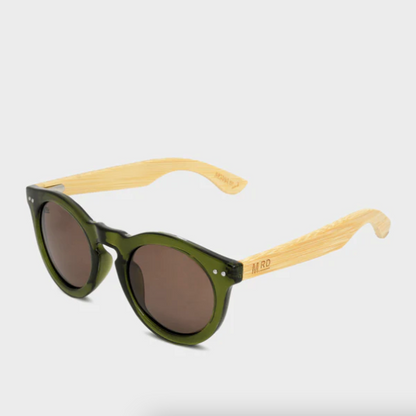 Grace Kelly Olive Green & Wood Sunglasses