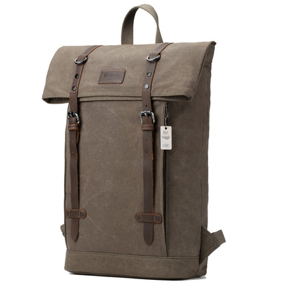 Edison Waxed Canvas Backpack - Olive | Troop London NZ