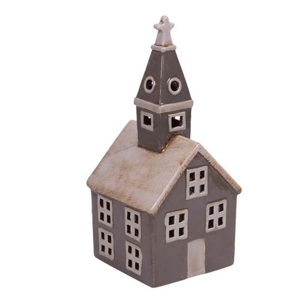 Alsace Tea Light Church - Grey | French Country