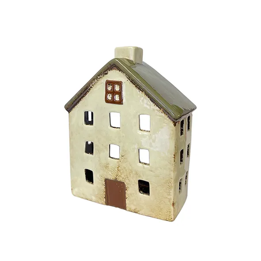 Alsace Wide Tea Light House - Olive Green | French Country