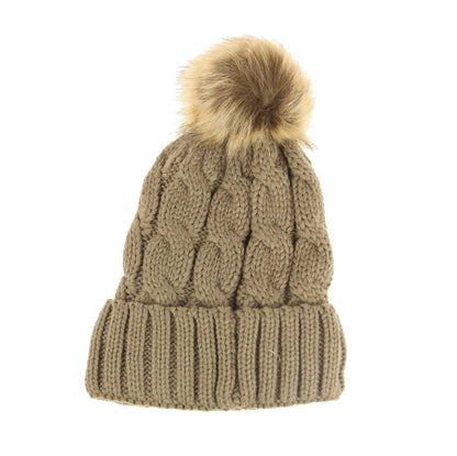 Cable Knit Beanie - Taupe